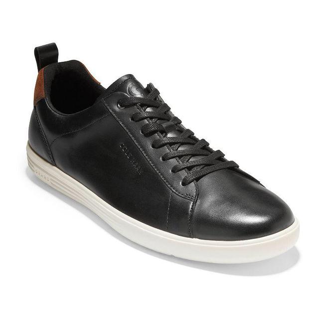 Cole Haan Grand+ Crosscourt Mens Leather Sneakers Black Product Image