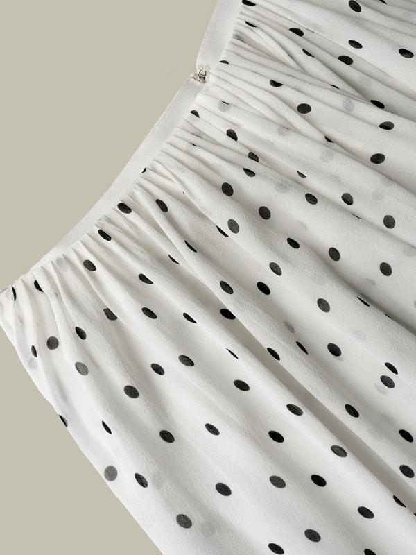 Polka-Dot Silk Midi Skirt Product Image