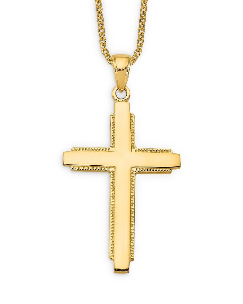 Bloomingdales Mens Edged Cross Pendant Necklace in 14K Yellow Gold, 20 - 100% Exclusive Product Image