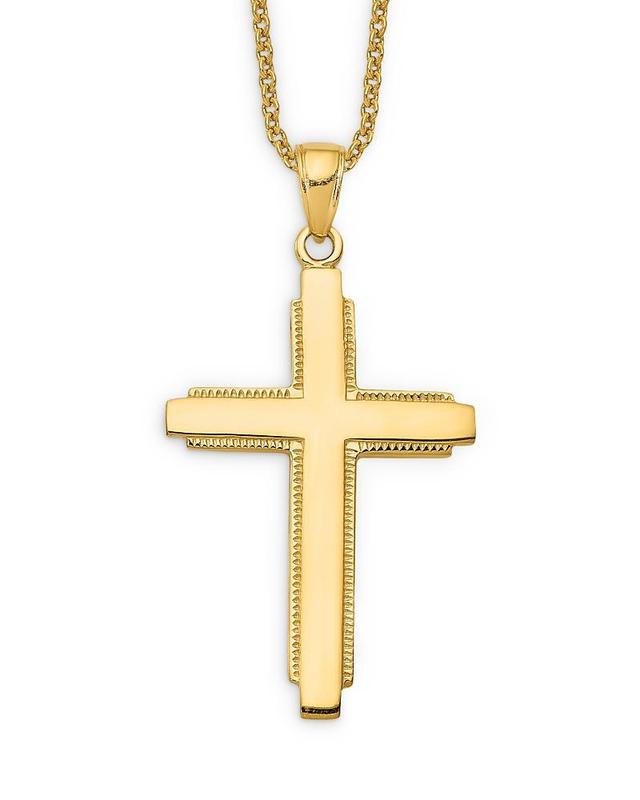 Bloomingdales Mens Edged Cross Pendant Necklace in 14K Yellow Gold, 20 - 100% Exclusive Product Image