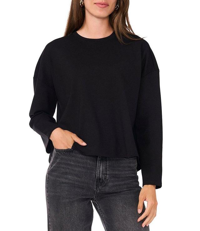 Vince Camuto Knit Ponte Flyaway Crew Neck Drop Shoulder Long Sleeve Hi-Low Boxy Top Product Image