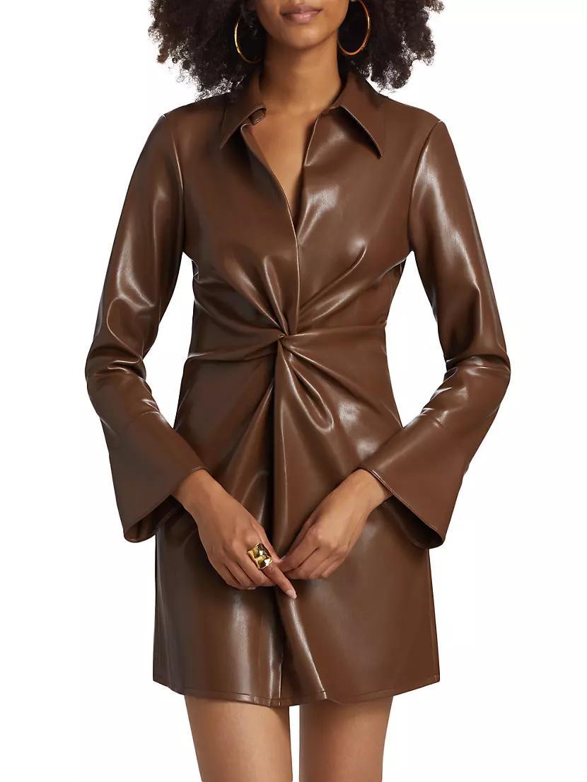 Womens McKenna Faux Leather Twist Minidress Product Image