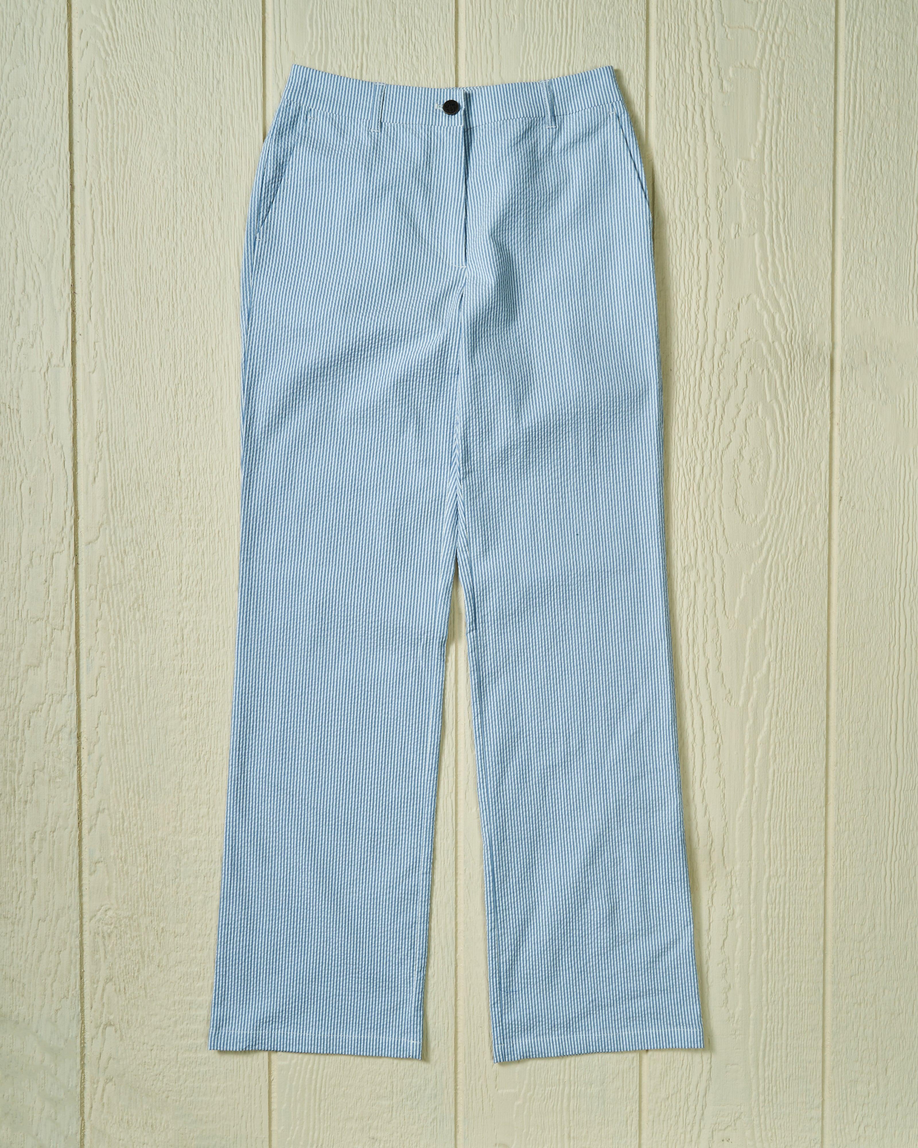 Women's Relaxed Pant in Blue Seersucker Product Image