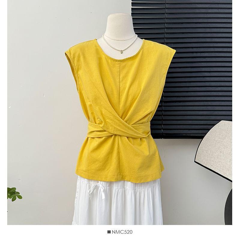 Details Cap-Sleeve Tie-Waist Loose Top Product Image