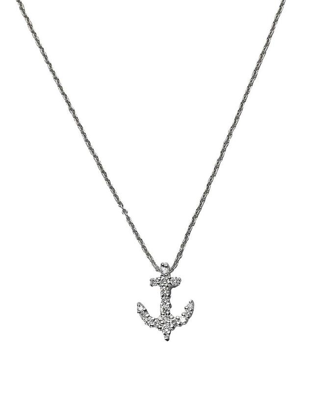 Tiny Treasures 18K White Gold & Diamond Anchor Pendant Necklace Product Image