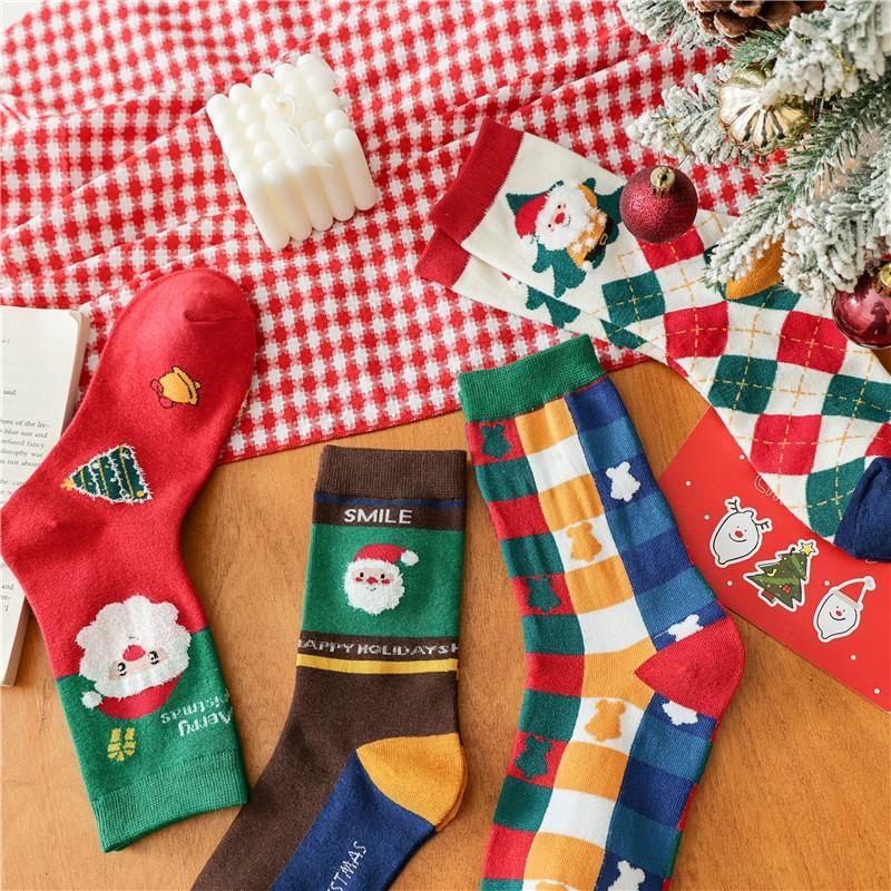 Christmas Cartoon Print Socks Product Image