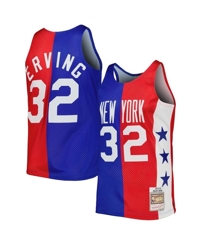 Mens Mitchell & Ness Julius Erving Blue, Red New York Nets Hardwood Classics 1973-74 Split Swingman Jersey - Blue, Red Product Image