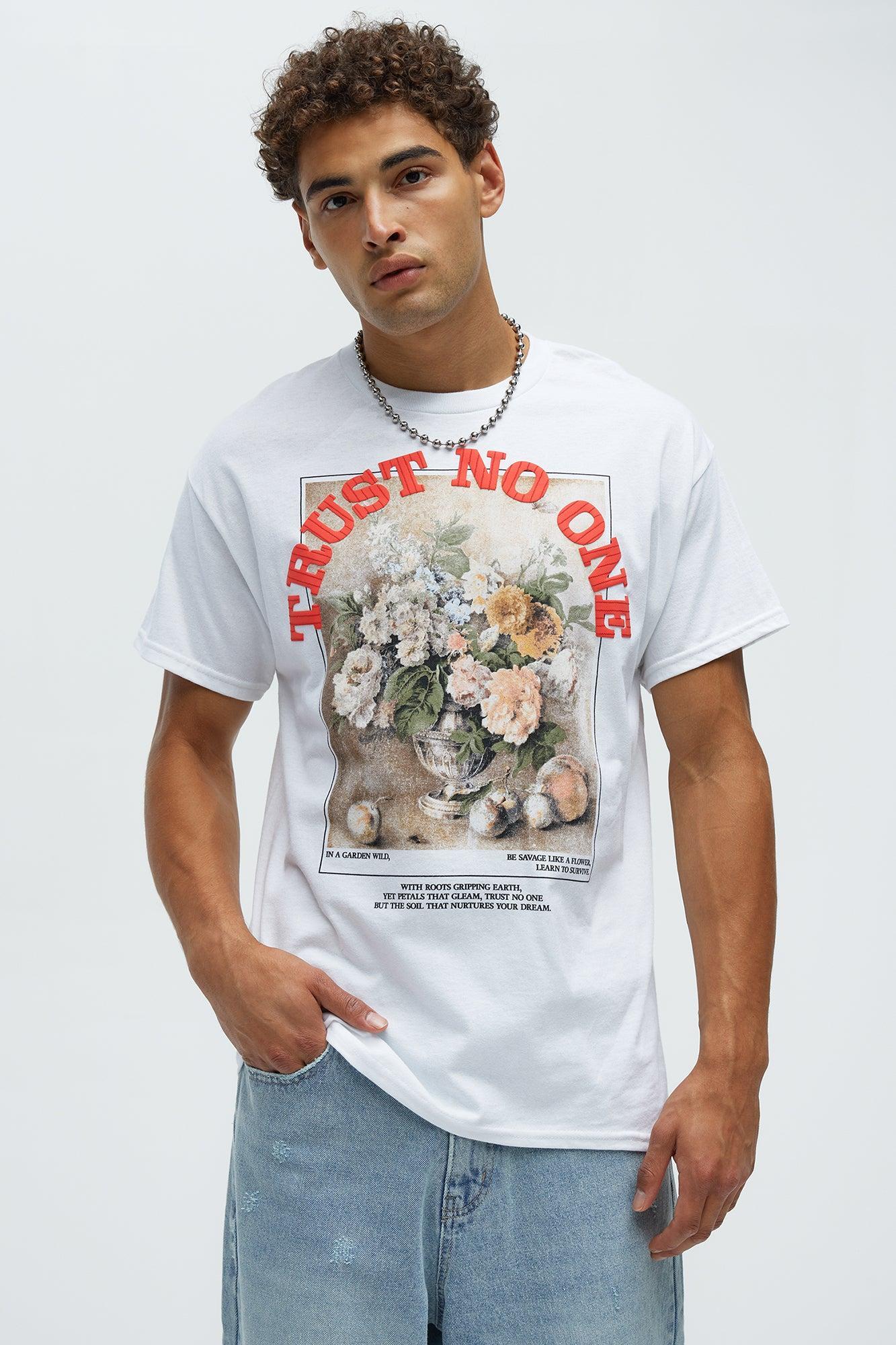 No More Flowers Short Sleeve Tee - White Product Image