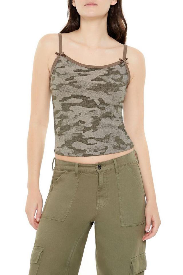 Camo Print Bow Cropped Cami | Forever 21 Product Image