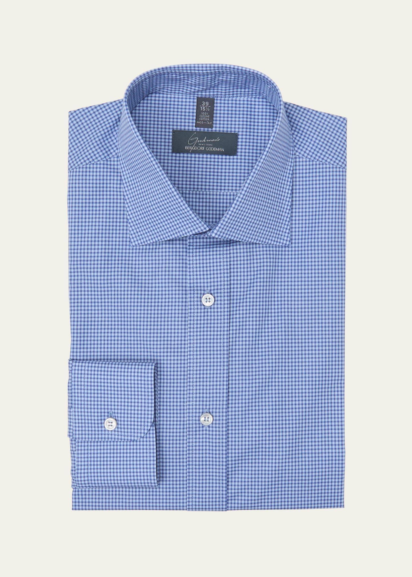 Mens Cotton Micro-Check Dress Shirt Product Image