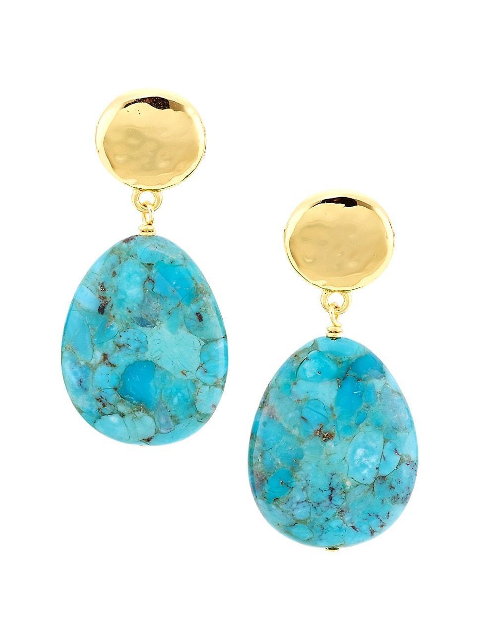 Womens 22K-Gold-Plated & Turquoise Teardrop Earrings Product Image