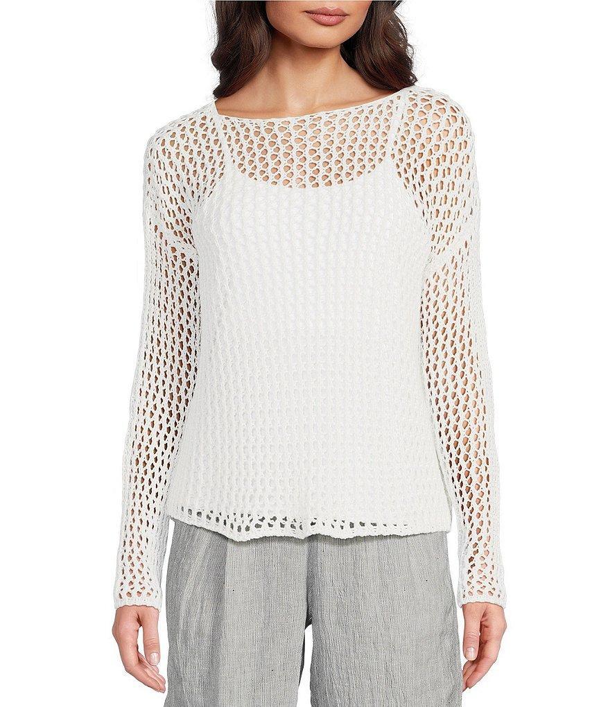 Eileen Fisher Peruvian Organic Cotton Scoop Neck Long Sleeve Boxy Sweater Product Image