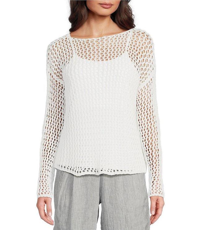 Eileen Fisher Peruvian Organic Cotton Scoop Neck Long Sleeve Boxy Sweater Product Image