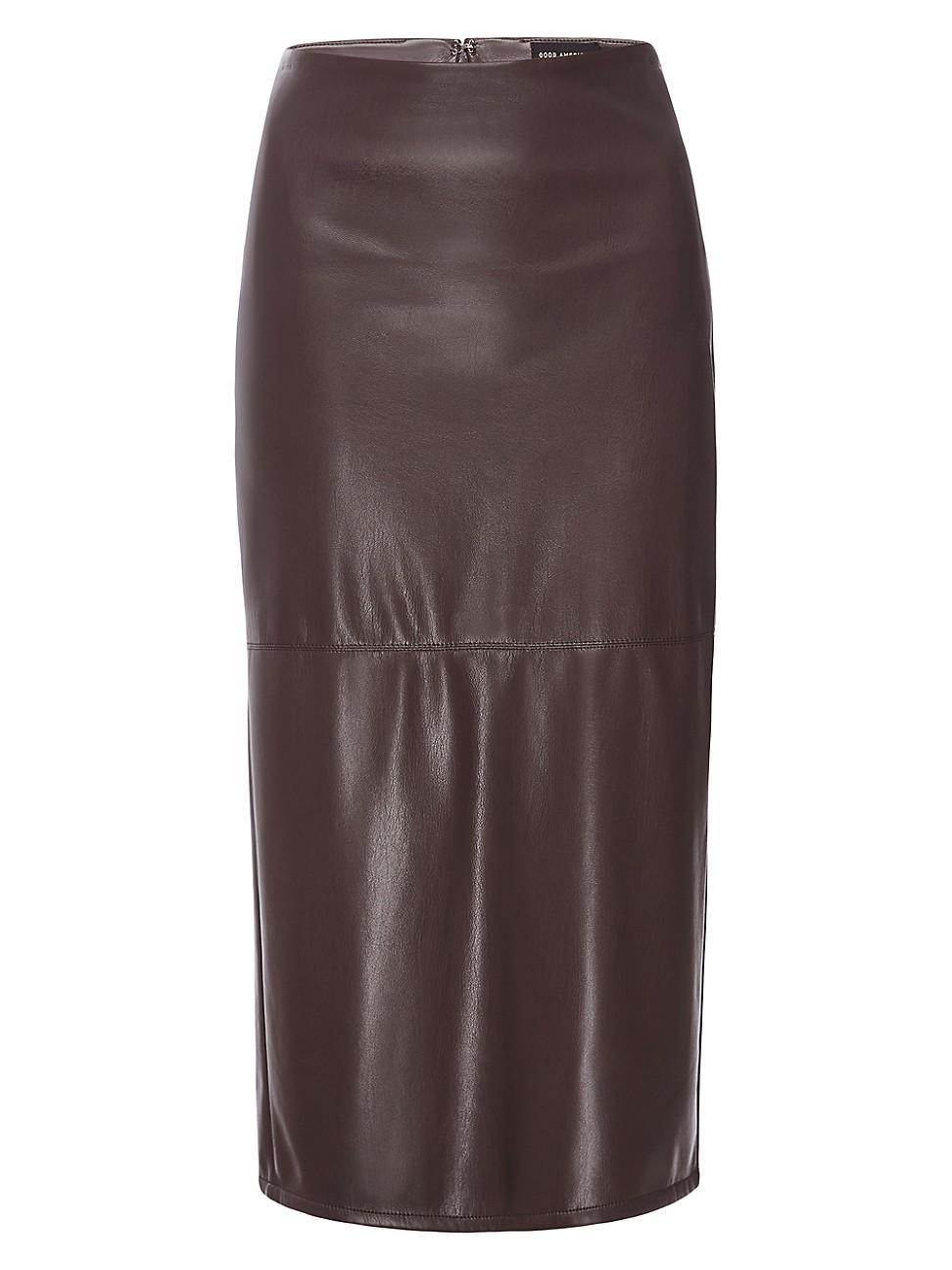 Womens Better Than Leather Faux-Leather Midi-Skirt Product Image