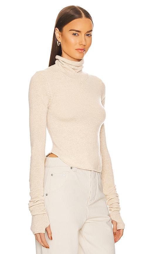 Helsa Alva Cashmere Turtleneck in Heather Oatmeal - Tan. Size XL (also in L, M, S, XS, XXS). Product Image