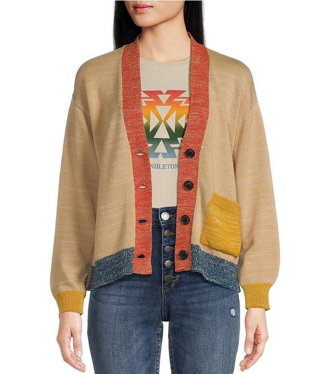 Pendleton V-Neck Long Sleeve Silvie Color Block Cardigan Product Image