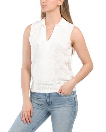 Sleeveless Knit Crochet Tank for Women Product Image