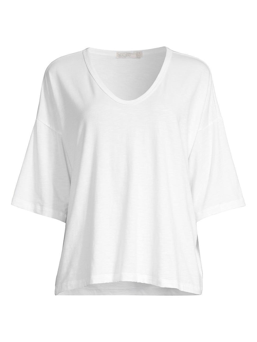 Womens Slub Jersey V-Neck Boxy T-Shirt Product Image