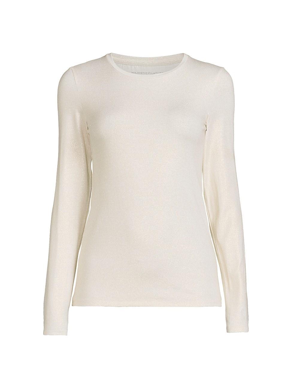 Womens Soft Touch Metallic Crewneck Top Product Image