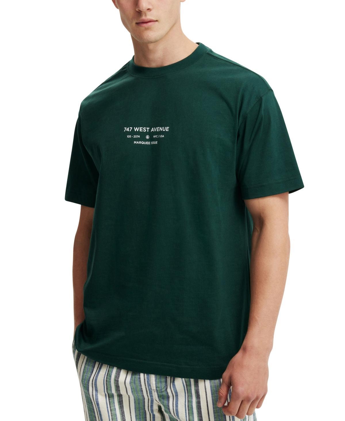 Cotton On Mens Box Fit Easy T-Shirt - Pineneedle Green/747 West Avenue Product Image