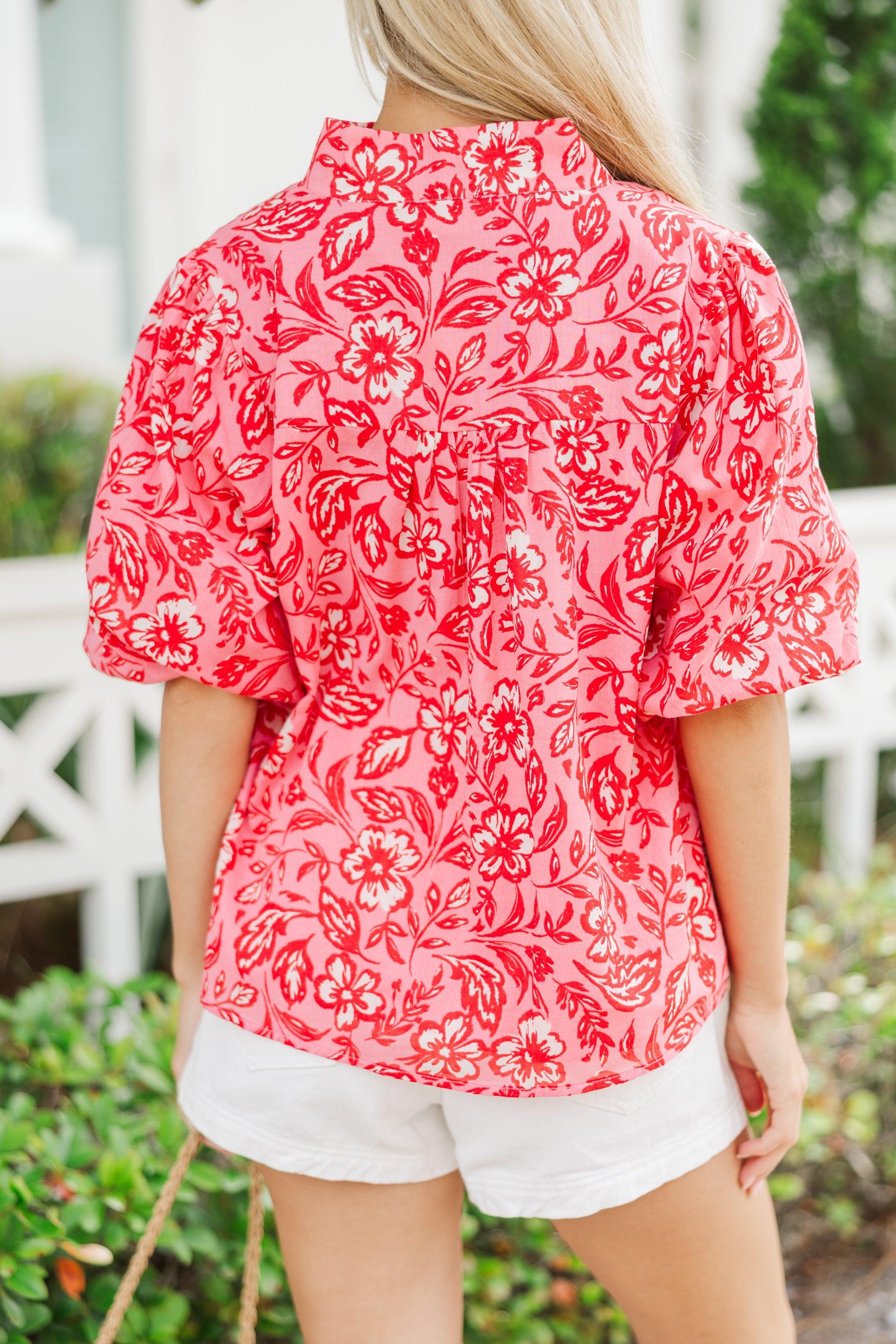 Fate: Take Notes Red Ditsy Floral Blouse Female Product Image