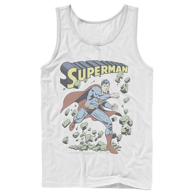 Mens DC Comics Superman With Rocks Vintage Poster Tank Top Product Image