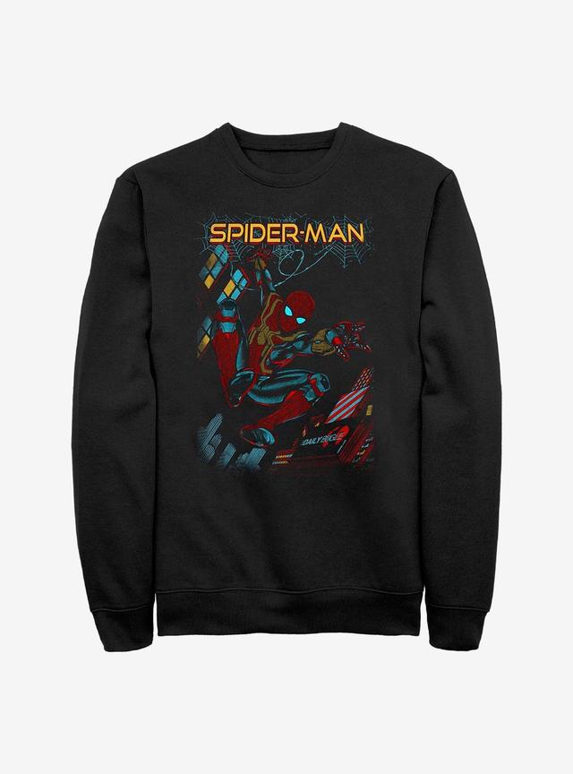 Marvel Spider-Man Slinging Cover Crew Sweatshirt Product Image