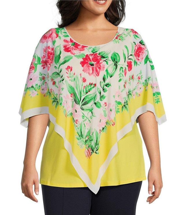 Slim Factor by Investments Plus Size Peony Scarf Mia Poncho Top Product Image