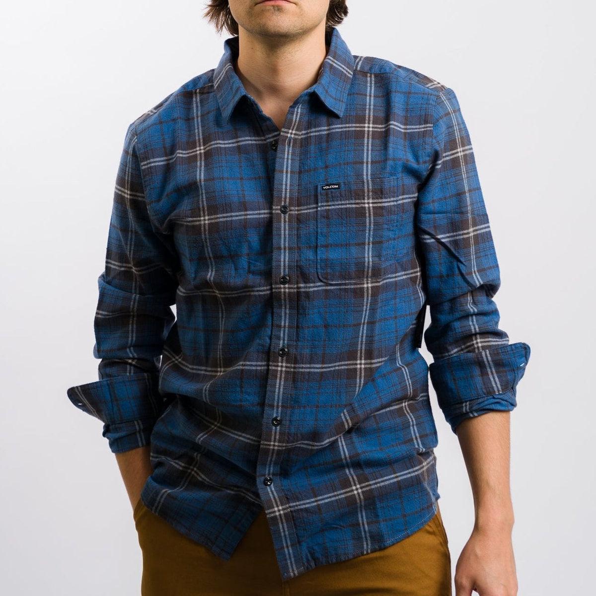 Volcom Caden Plaid Long Sleeve Flannel Shirt - Blueberry Product Image