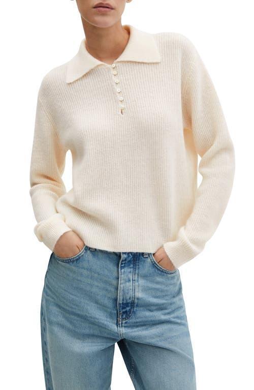 MANGO - Knitted polo neck sweater ecruWomen Product Image