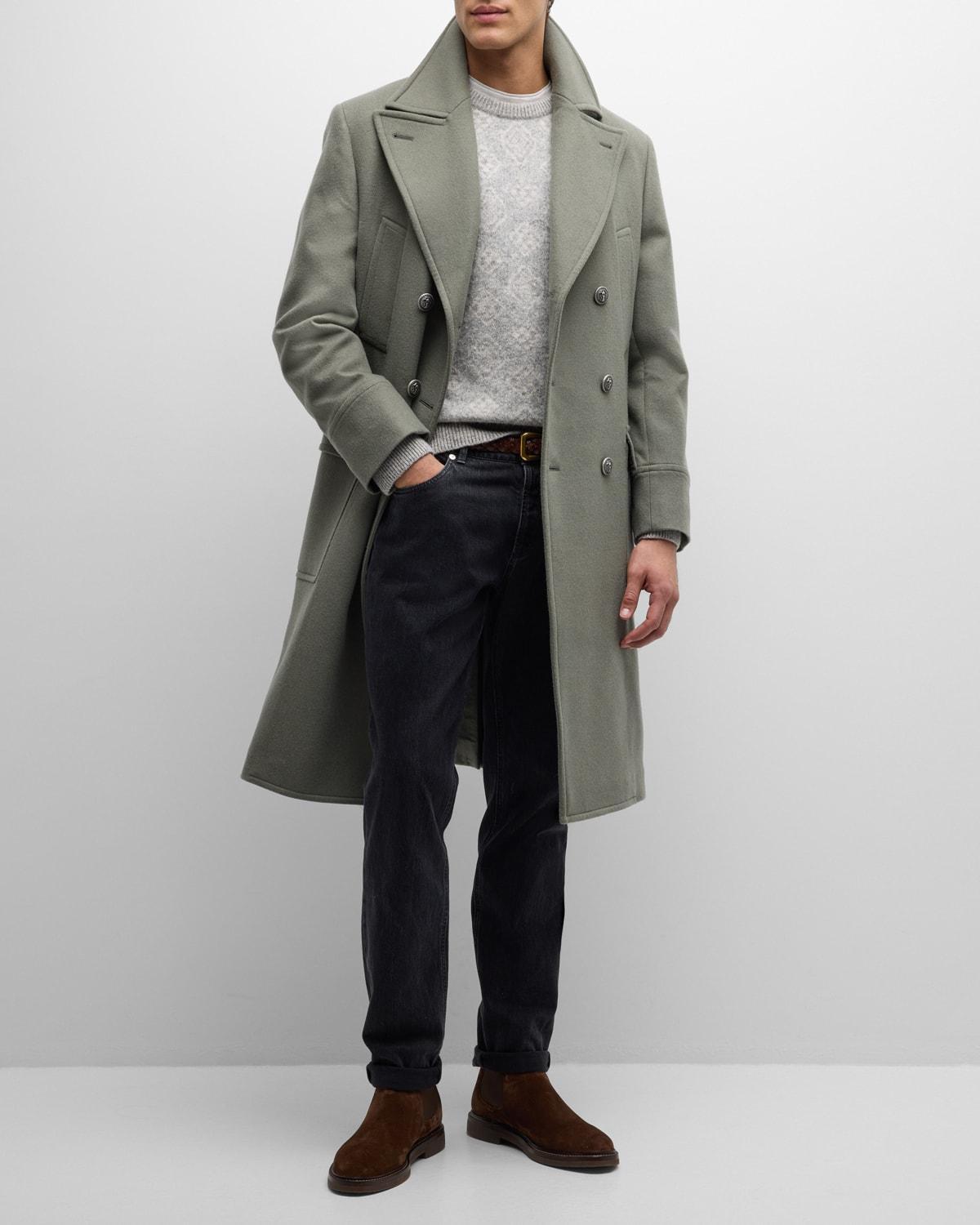 Men's Wool Double-Breasted Overcoat Product Image