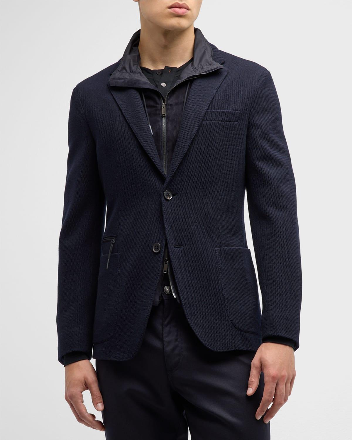 Mens High-Performance Jersey Sport Coat with Suede Bib Product Image