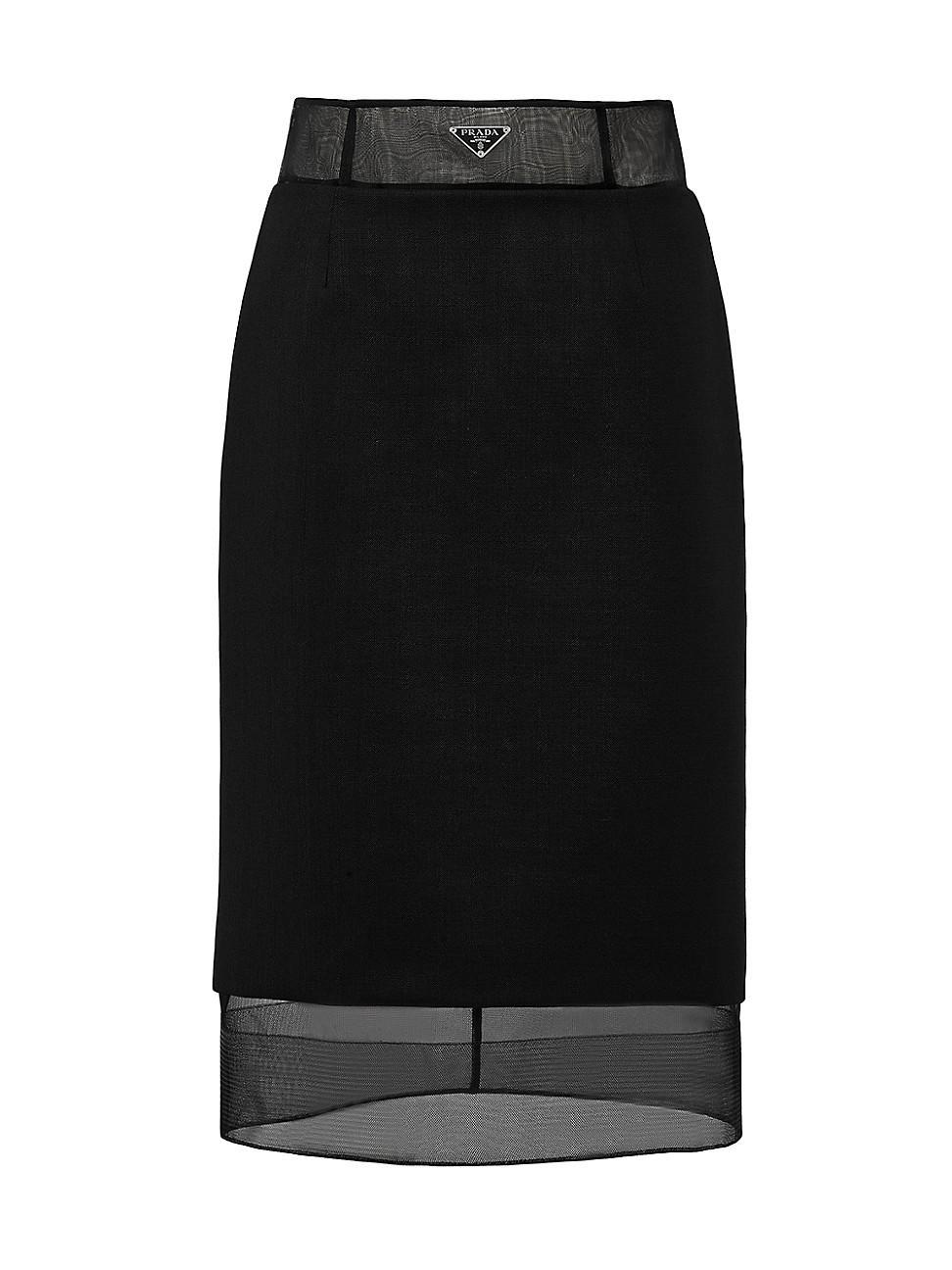 Wool Pencil Midi Skirt with Crinoline Product Image