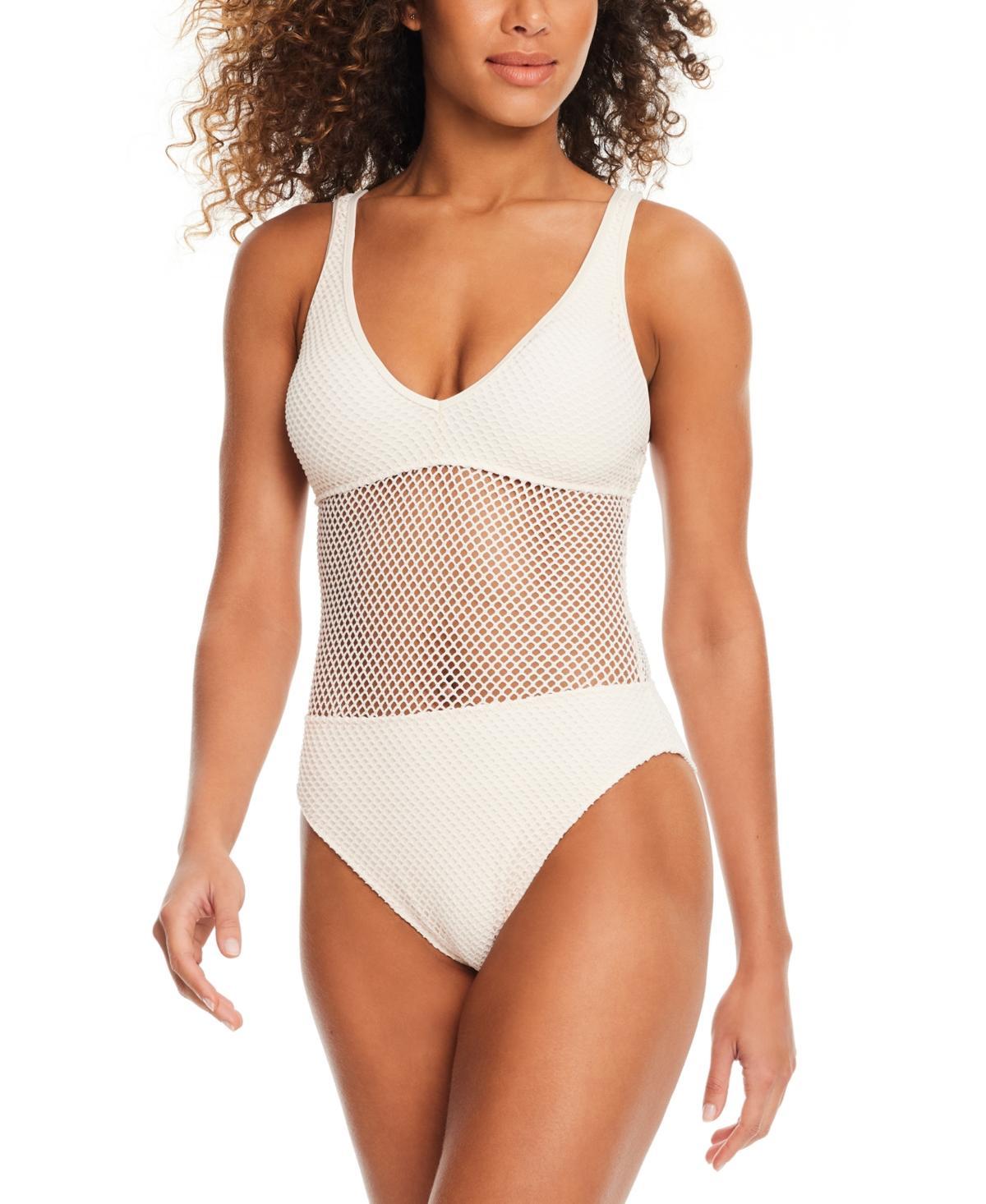 Sanctuary Womens Mesh High-Leg One-Piece Swimsuit Product Image