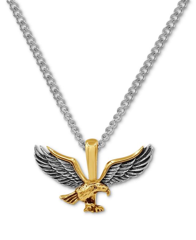 Mens Two-Tone Eagle 24 Pendant Necklace in Stainless Steel & Yellow Ion-Plate Product Image