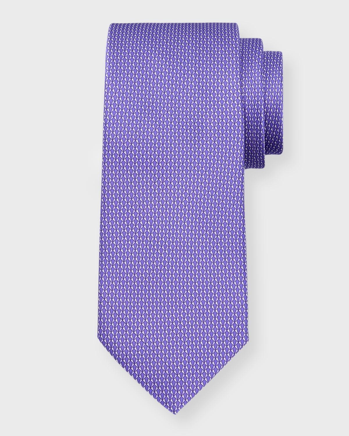 Mens Micro-Geometric Jacquard Silk Tie Product Image