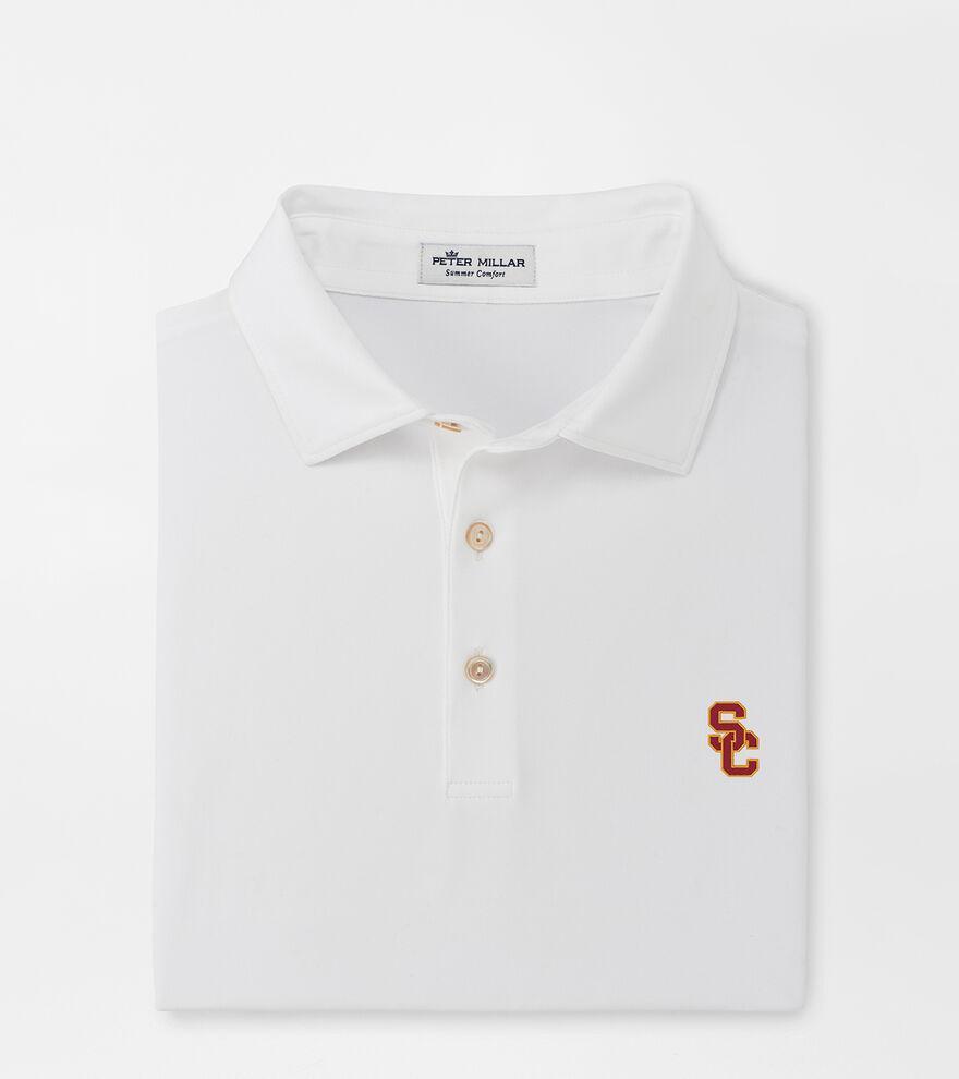 Peter Millar Mens Southern California Solid Performance Jersey Polo | Color: White | Size: 3XL | USC Product Image