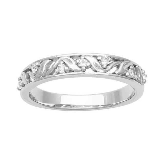 Love Always Sterling Silver Lab-Created White Sapphire Wedding Band, Womens Product Image