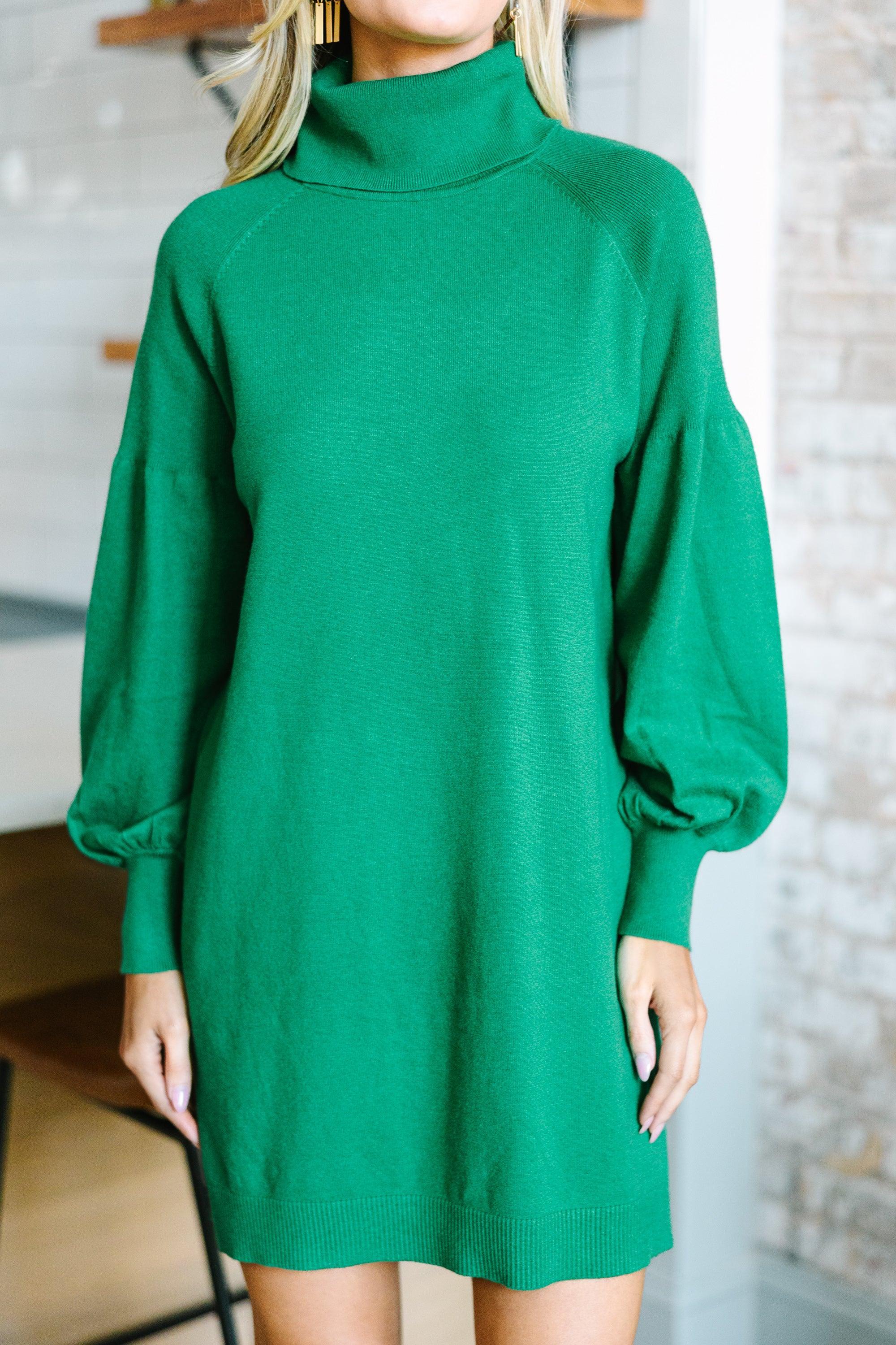 Wherever You Go Green Turtleneck Sweater Dress Female Product Image