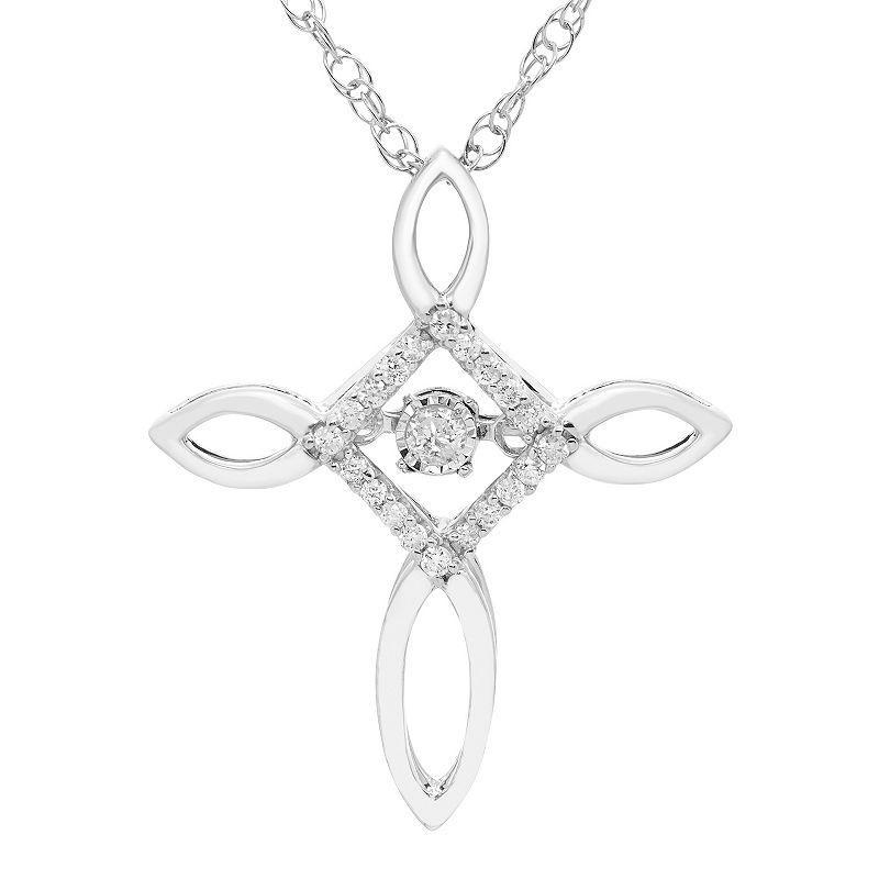 Boston Bay Diamonds Sterling Silver Diamond Accent Lopped Cross Pendant Necklace, Womens Product Image