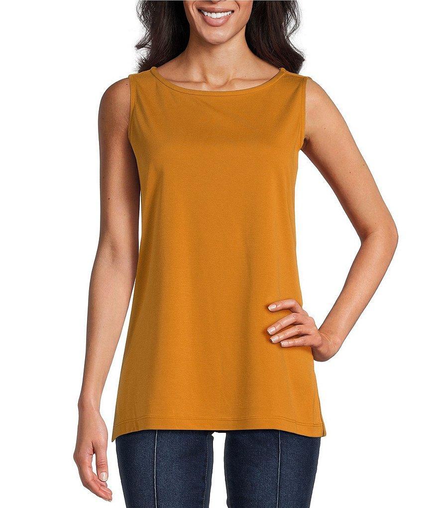 Multiples Petite Size Knit Scoop Neck Side Vent Tank Top Product Image