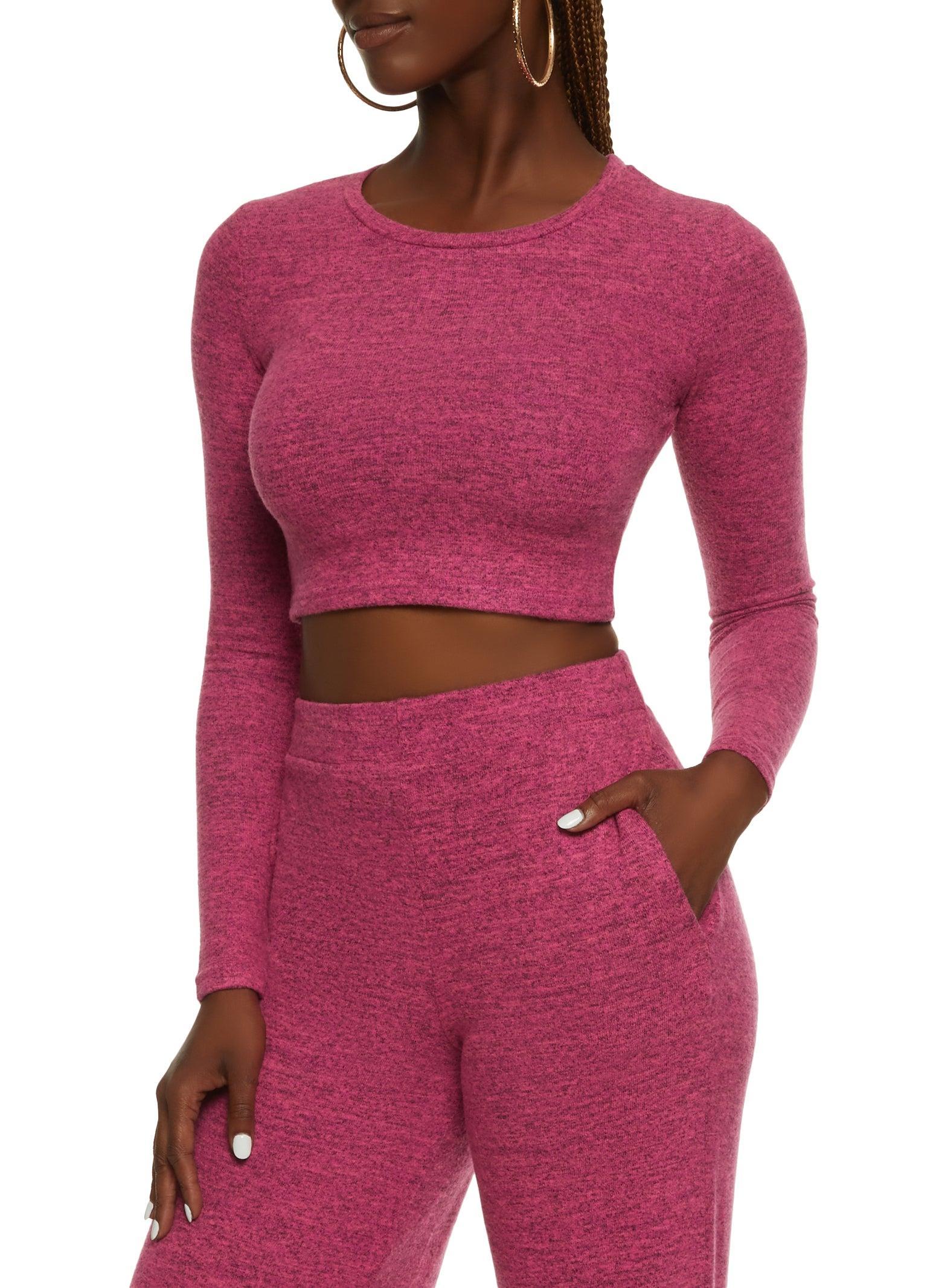 Womens Brushed Knit Crew Neck Crop Top product image