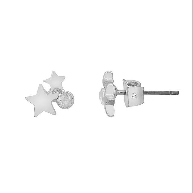 LC Lauren Conrad Silver Tone Star Cluster Earrings, Womens, Clear Product Image