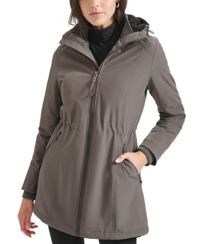 Calvin Klein Womens Hooded Faux-Fur-Lined Anorak Raincoat Product Image