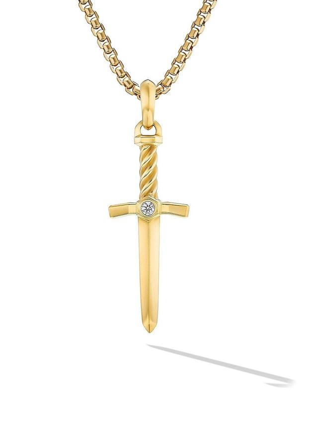 Mens Sword Amulet in 18K Yellow Gold with Diamond, 45MM Product Image