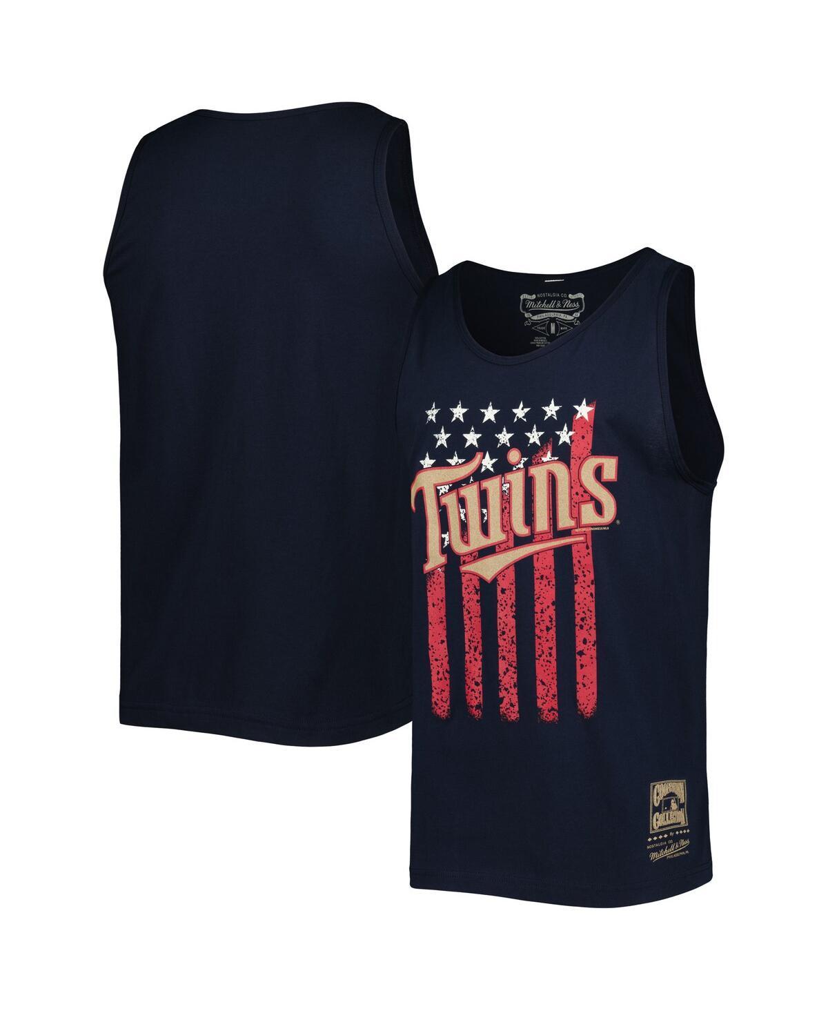 Mens Mitchell & Ness Minnesota Twins Cooperstown Collection Stars and Stripes Tank Top Blue Product Image