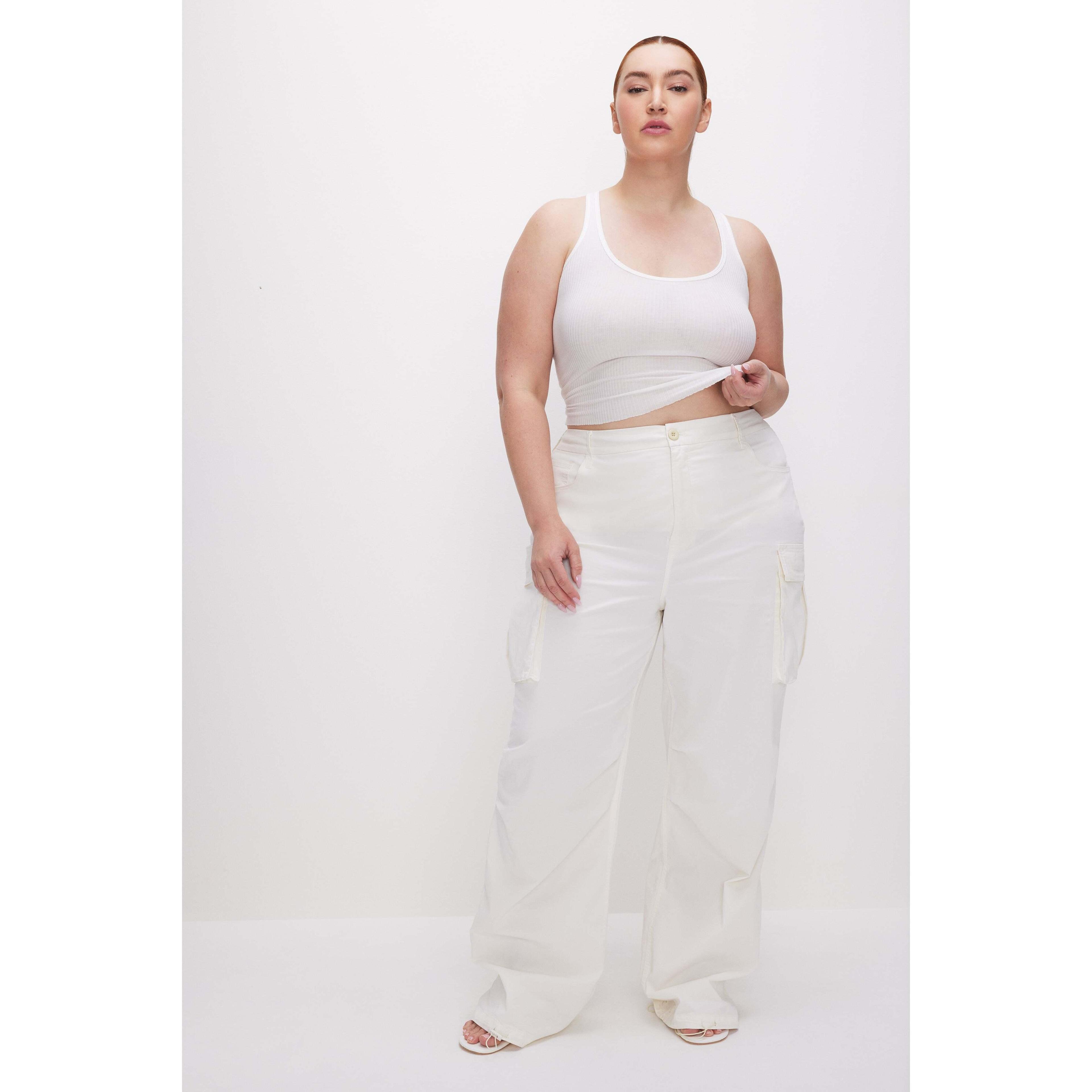 Womens Baggy Cargo Pants | Cloud White, Size 4 | Good American by Khlo Kardashian Product Image