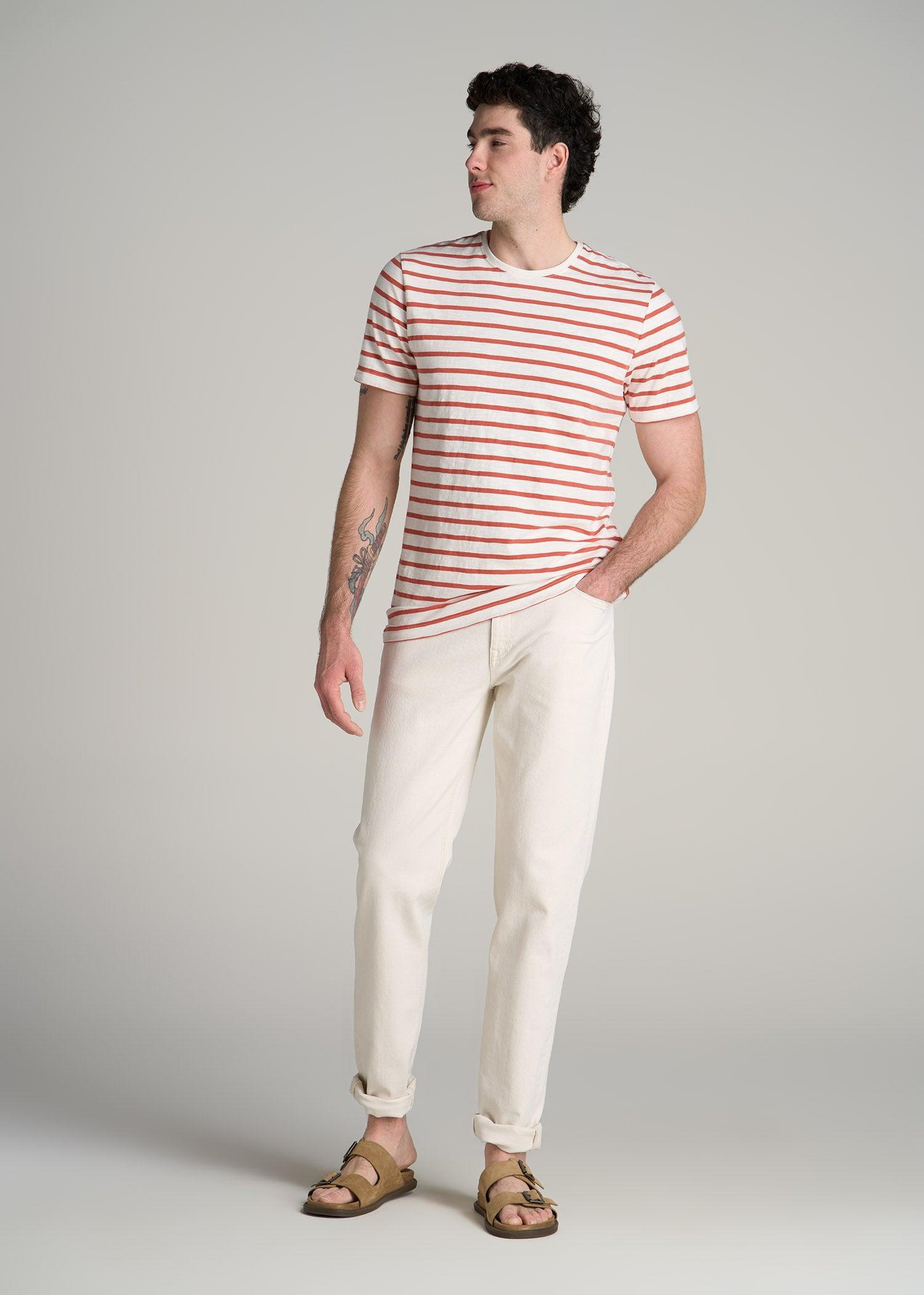 REGULAR-FIT Striped Tee in Burnt Orange and White Stripe - Men's Tall T-shirt Product Image