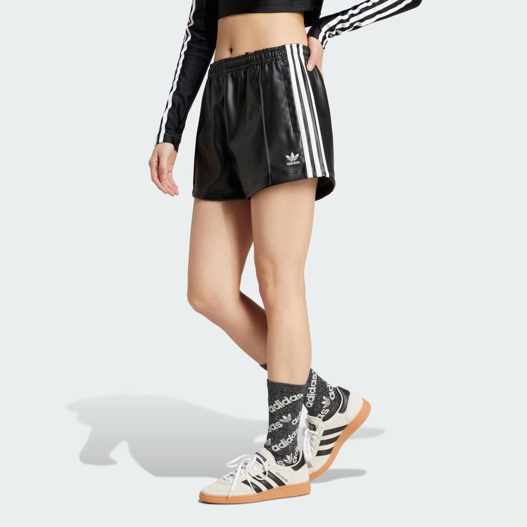 adidas Adicolor Pleather Shorts Black XL Womens Product Image