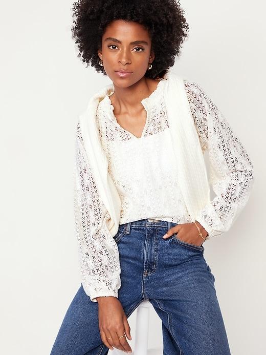 Split-Neck Lace Top Product Image